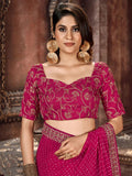Satrani Womens Pure Georgette Saree (3252S589N_Rani Pink4)