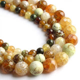 Yochus 60pcs Round Loose Brown Fire Agate Beads for Bracelet Beads