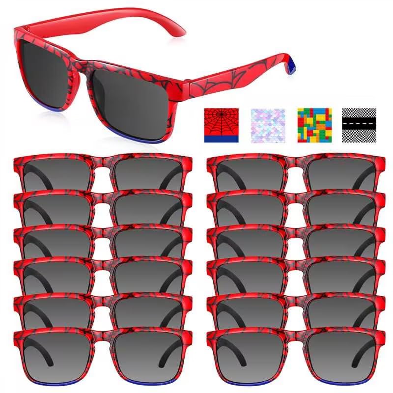 Jeere 12 Pack Spider Sunglasses for Kids Party Favors, Plastic Sunglasses for Summer Pool Beach Accessories, Birthday Gifts