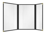 Goodsmart Restaurant Menu Covers - 25 Pack Black 6 Views Trifold, Side-Loading Menu Holders, Vinyl & Plastic Menu Covers, Clear 