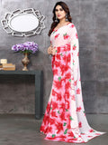Satrani Womens Pure Georgette Saree (3199S2286Na_Red & Pink & White)