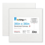 KINGART Stretched White Canvas Set - Square, 36x36 Inch, 2-Pack - 100% Cotton, Triple Gesso Primed - 5/8 Profile Back-Stapled Ar