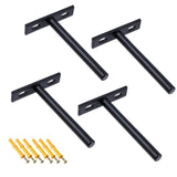 Rannb Floating Shelf Brackets 4-inch Heavy Duty Hidden Brackets Black Invisible Shelf Support for Floating Wood Shelves - 4pcs
