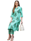 Anni Designer Women'S Rayon Blend Straight Printed Kurta & Pant (Cheer Green_S_Green_Small),Green,S