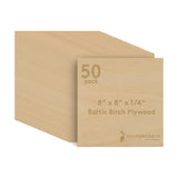 6 mm Baltic Birch Plywood 1/4 x 8 x 8 Inch, Box of 50 B/BB Grade Craft Wood, Stronger Than Basswood Sheets, for Laser, CNC Cutti