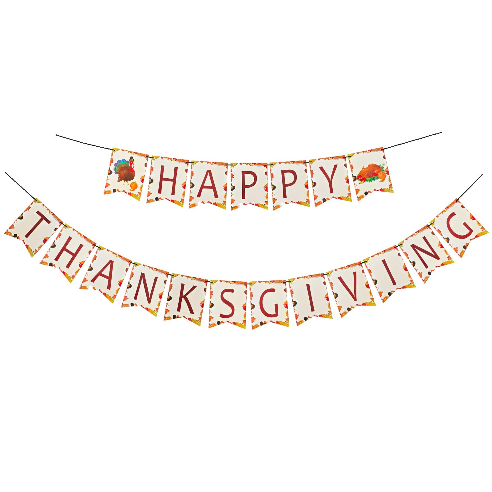 Happy Thanksgiving Banner, Thanksgiving Day Autumn Turkey Theme for Fireplace Mantle Party Decorations