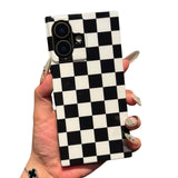 RoyMonkey Checkered Strong Magnetic Case for iPhone 17 Compatible with MagSafe - Rectangular Bold Checker Checkerboard Pattern -