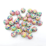 dxfiuyio 30Pcs Disco Ball Printed Beads 15mm Silicone Printed Geometric Focal Beads for Jewelry Making Keychain DIY Bracelets La
