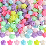 SOFPLATE 500pcs Large Acrylic Flower Beads Rose Flower Beads Spring Rosary Floral Candy Color Opaque Big Colorful Bead Charms fo