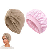 Flavizo 2Pcs Chemo Caps For Women And Sleep Cap, Satin Lined Hair Cap For Sleeping, Wide Band Stretch Turban Head Wrap, Stylish 