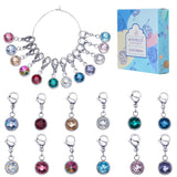 SUNNYCLUE 1 Box 12pcs Knitting Stitch Markers Knitting Crochet Markers Rhinestone Crystal Brirthstone Charms Crochet for Weaving