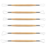 Suiwotin 6pcs Double-Sided Clay Sculpting Tools, Wooden Handle Ribbon Clay Tools, Pottery Trimming Tool, Clay Wire Loop Sculptur