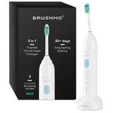 Brushmo e-Series Electric Sonic Toothbrush - Rechargeable Screw-On Electronic Tooth Brush for Adults with 3 Modes & Timer - IPX7