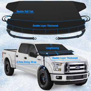 Sunny color Extra Large Windshield Cover for Ice and Snow, Upgraded Thicken Oxford Car Windshield Cover Best for Ice, Frost & Sn