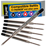 Jaymo Replacement for Parker 1950369 and Bastion Measures 3.875 in / 98 mm Long G2 Ballpoint Pen Refill 6 Black