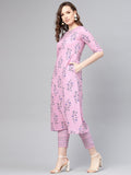 Libas Women'S Cotton Printed Regular Fit Kurta Set (6410F_Purple Purple L