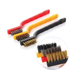 Heyol 3 Pcs Mini Wire Brush Set Brass Nylon Stainless Steel Bristles Household Cleaning Brush