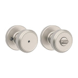 Kwikset Maven Interior Privacy Door Knob with Lock, Round Door Handle for Bathroom and Bedroom, Satin Nickel Keyless Turn Lock D