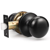 GOBEKOR 1 Pack Passage Door Knobs Interior Matte Black Keyless Door Knobs Closet Hall Door Knob Round Passage Knob with Lock