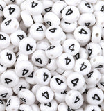 Ludthaw 100Pcs Number Beads 4 4X7mm Acrylic White Round Number Beads for Jewelry Making Bracelets Necklaces Making(Single Number