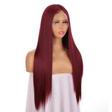 FUHSI 13 6 Purplish Red Wigs White Synthetic Hair Real Natural Wig For Women - Soft & Smooth, Tangle-Free Straight Lace Front W