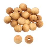HARFINGTON 100pcs Natural Wooden Beads 6mm Hill Cedar Wood Round Polished Loose Bead Smooth Spacer Balls Beading for Jewelry Mak