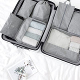 Clinvenatur 7 Pcs Travel Luggage Packing Organizers Set,Compression Travel Luggage Organizer (Grey, Oxford Fabric)
