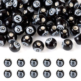 Elecrelive 50pcs 8 Ball Billiard Beads 8mm Ceramics Pool Ball Black Round Table Ball Loose Beads for DIY Jewelry Craft Making Br