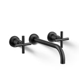 Kohler T14414-3-BL Purist Wall-Mount Bathroom Sink Faucet Trim with Cross Handles, 1.2 gpm, Matte Black