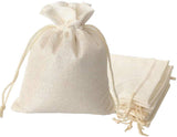 LifeKrafts Linen Jute Pouches | Cream White | 10x10cm Pack of 20 | Adjustable Drawstring Bags for Return Gifts, Wedding Favours,