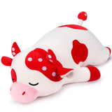 Auspicious beginning 30'' Giant Mushroom Cow Plush Stuffed Animal-Cute Mushroom Cow Plush Body Pillow Plushies, Large Sleeping C