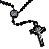 Alexander Castle Our Father Solid Wooden Rosary Beads (Handmade - Brazilian Walnut) with St Benedict Junction - Comes in Velour 