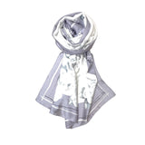 Fahabo Silk Scarf For Women Soft, Lightweight SilkBlend Hijab & Stole | Elegant Neck/Head Wrap Shawl | 73 X 35 Inches (Silver