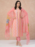 Anni Designer Women'S Rayon Blend Straight Printed Kurta With Pant & Dupatta (Zaggu Pink-Nw_S_Pink_Small),Pink,S,,,