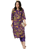 Gosriki Women'S Cotton Blend Straight Printed Kurta With Pant (Tinka Begani-Gs_M_Blue_Medium),Blue,,B0CTX136NG