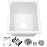 MILOSEN Small White Bar Sink 13 15 Inch, Undermount Wet Bar Prep Sink for RV Kitchen, Single Bowl Granite Composite Design with
