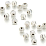 50pcs Beautiful Adabele Tarnish Resistant 6mm Corrugated Melon Round Beads Sterling Silver Plated (Hole 1.3mm) for DIY Craft Jew