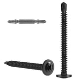 VGBUY 100Pcs #8 x 1-3/4 Self Drilling Screws for Metal,410 Stainless Steel Black Zinc Plated,Self Tapping Sheet Metal TEK Screws