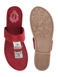 Shoetopia Ethnic Jewel Detailed Cherry Flats For Women & Girls /Uk6,Cherry,6,B0BZPT86GJ