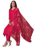 Anni Designer Women'S Rayon Blend Straight Printed Kurta With Pant & Dupatta (Roka Rani-Vks01_M_Pink_Medium),Pink,M,,,