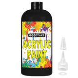 GOODTAKE Acrylic Paint, Black Color Acrylic Paint Bottle, Rich Pigments, Non Toxic, Paints for Multi Art Surface, Beginners Pain