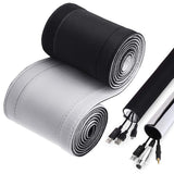 120 Neoprene Cable Management Organizer, Reversible Flexible Cuttable DIY Hole Cord Hider Cover Sleeve for Office TV Computer 