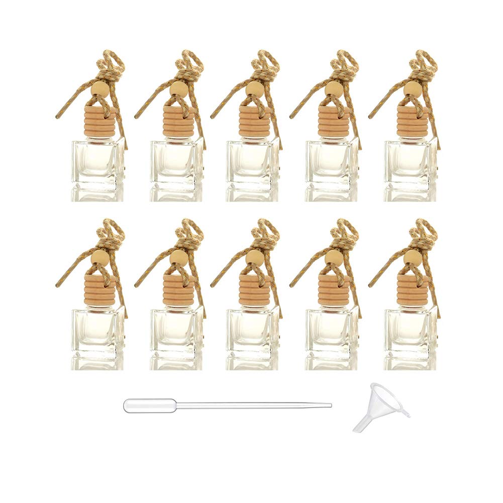 10 Packs Car Aromatherapy Diffuser Hanging Empty Glass Perfume Bottle Essential Oils Diffuser Bottles Automotive Interior Orname
