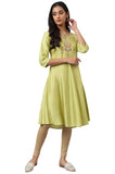 W for Woman Green Embroidered A-line Kurta_23AUW18128-218026_M