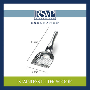 Rsvp International Endurance Collection Stainless Steel Kitty Litter Scoop, 4.75X2.5X11.25