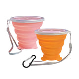 Collapsible Cups, Silicone Collapsible Travel Cup, Expandable Folding Camping Drinking Cup with Lids Reusable Small Portable Mug