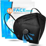 Face Mask Black Disposable With BreathingValve 10 Pack | Black Face Masks For Men And Woman 5 Layer | Disposable Face Mask For 