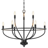 Black Dining Room Light Fixture, 28.5 Inch Diameter Modern Candle Chandeliers Over Table, 9-Light Farmhouse Chandelier for Kitch