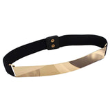 Romp Fashion 16 Inch Long Golden Buckle Black Stretchable Belt