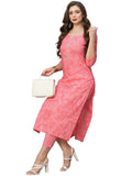 Anni Designer Women'S Cotton Blend Straight Printed Kurta With Pant Set (Edf-Pink_M_Pink_Medium),Pink,M